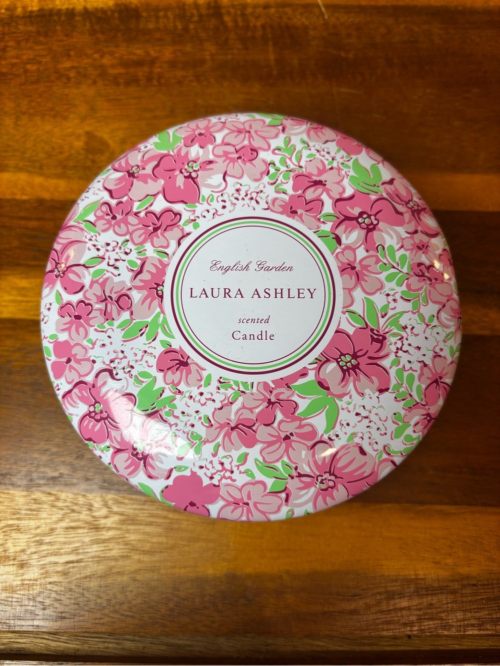 NEW Laura Ashley English Garden Scented Candle - Pink Floral Tin